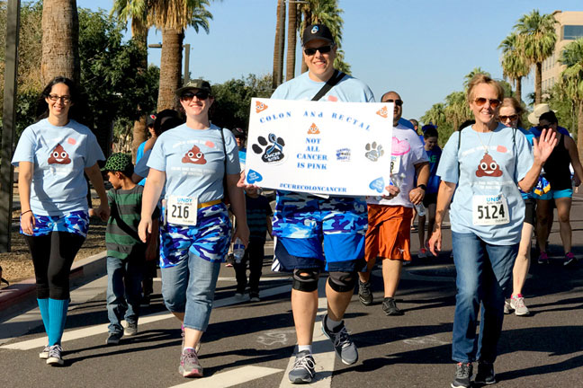 Image of The Colon and Rectal team participating in the Undy 5000 on a beautiful day in Phoenix!